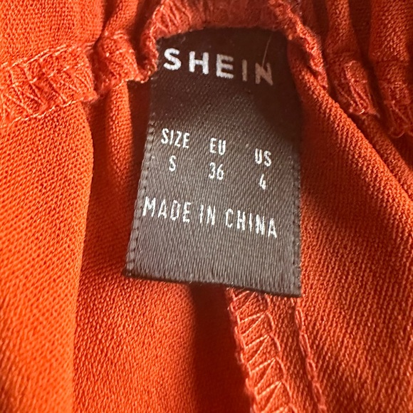 SHEIN Paper Bag Waist Split Thigh Knot Front Skirt. Burnt Orange. Size Small - Picture 9 of 9